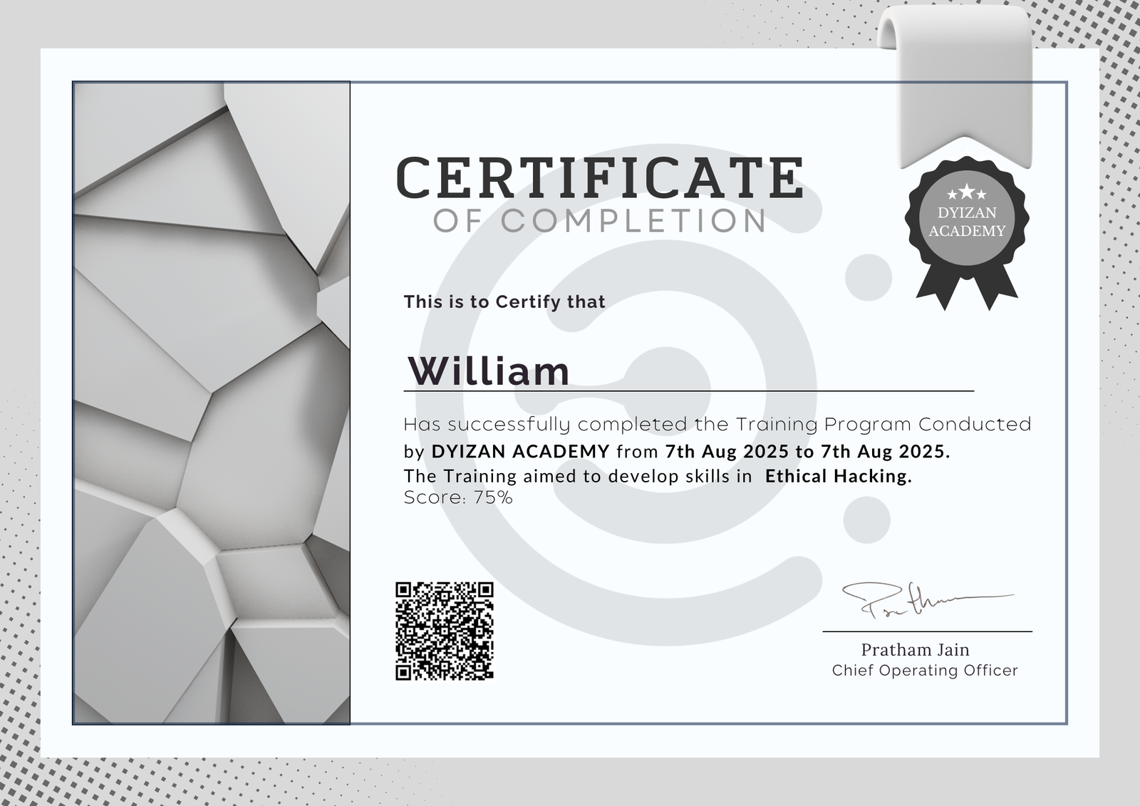 Sample Certificate
