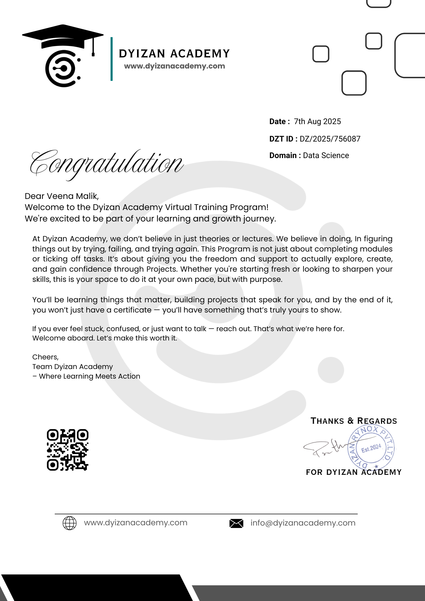 Sample Congratulatory Letter